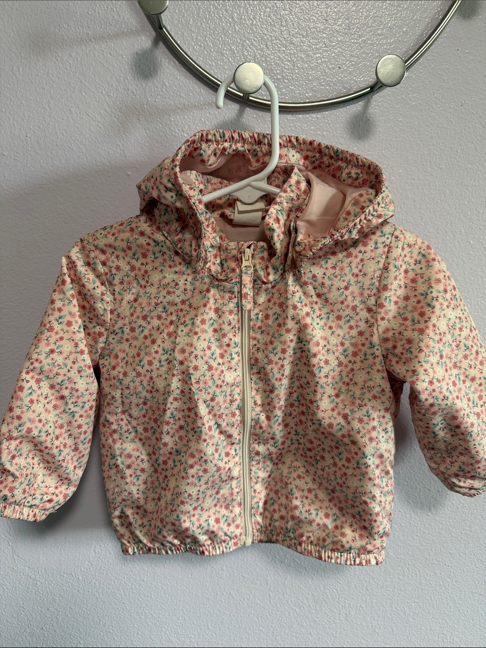 H&M Pink Floral Hooded Raincoat for Baby Girl